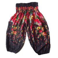 Kinderbroek S - maat 92 - Bloempje zwart